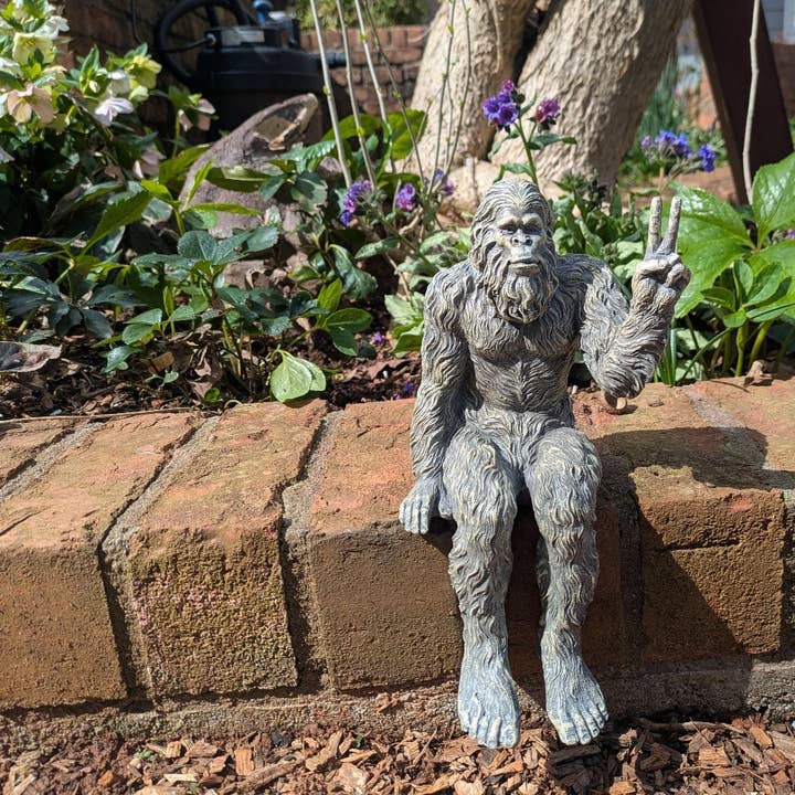 John Bernard & Company - Wholesale Decorative Figurine - Bigfoot Peace Sign Sasquatch Statue 10 inch H Shelf Sitter4