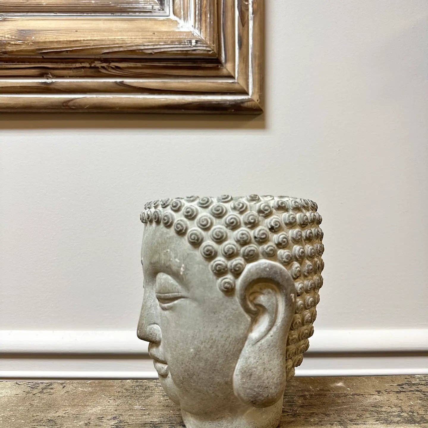 Vagabond Vintage - Wholesale Wall Planter - CEMENT WALL MOUNT HANGING BUDDHA PLANTER0
