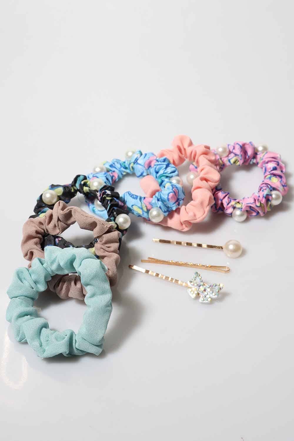 Amerikan Basics - Wholesale Hair Accessories Set - Women's - 5pc Hair Clip & Scrunchie Set1