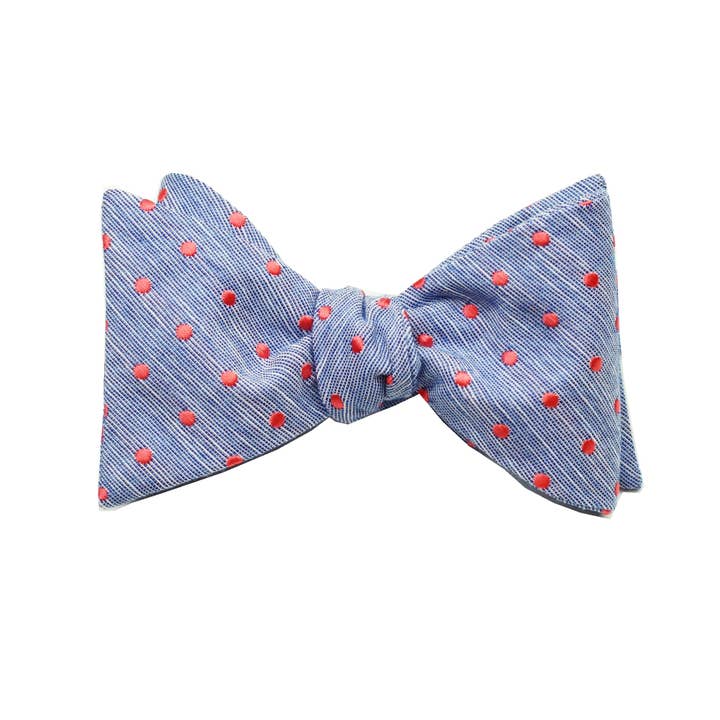 Blue & Coral Polkadot Self Tie Bow Tie for wholesale by DIBI