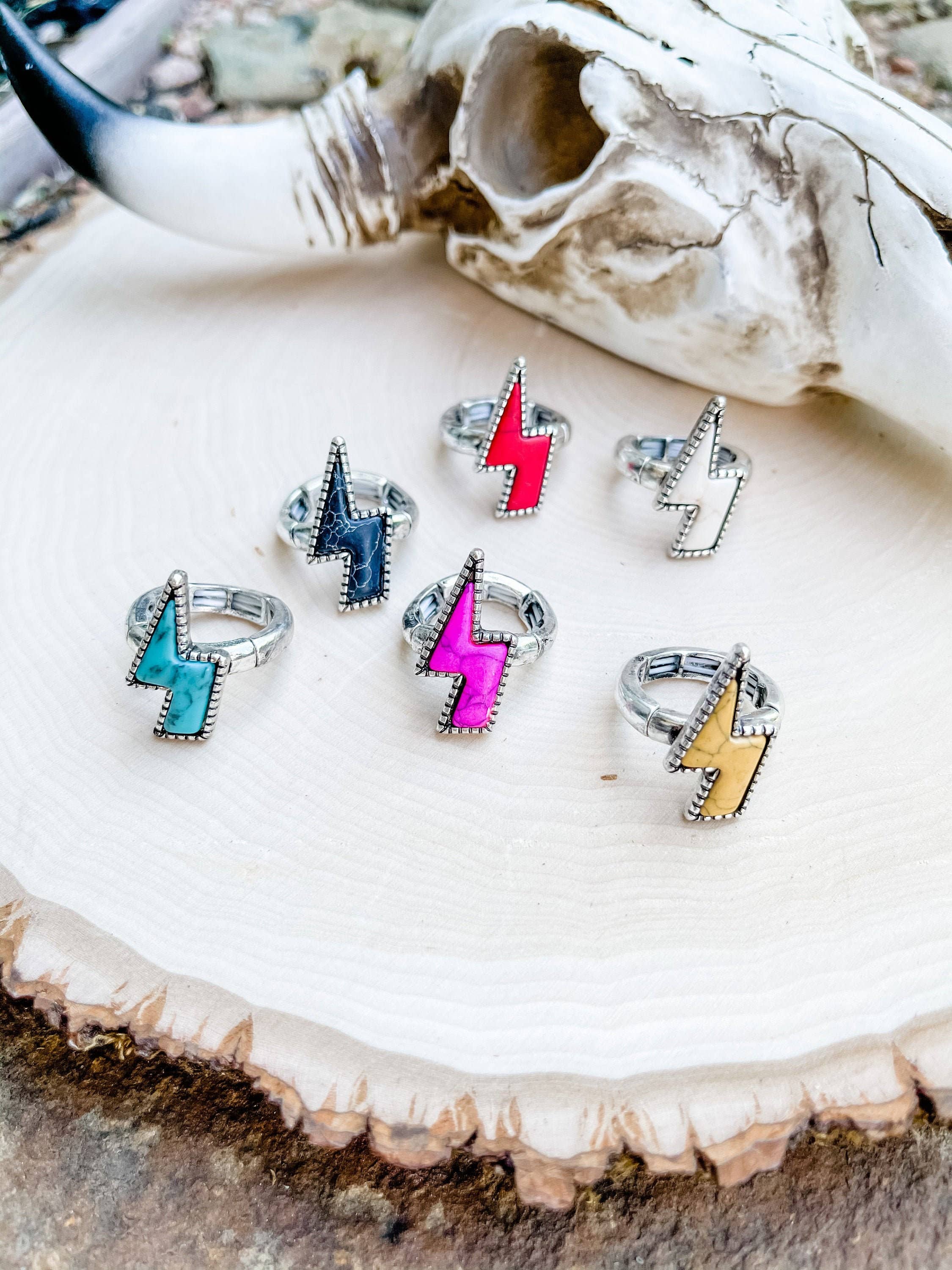 Boho Ranch Shop - Wholesale Cocktail/Statement Ring - Western Lightning Bolt Thunder -  Ring0