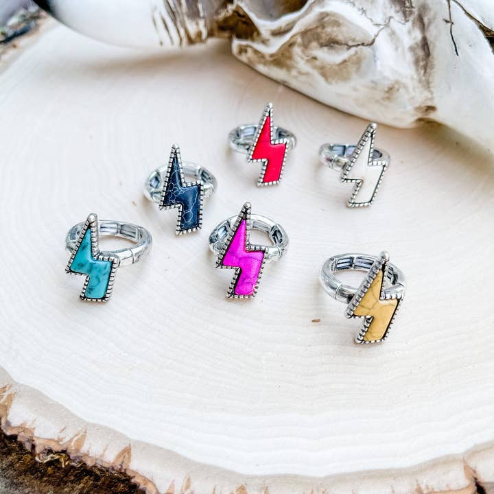 Boho Ranch Shop - Wholesale Cocktail/Statement Ring - Western Lightning Bolt Thunder - Ring