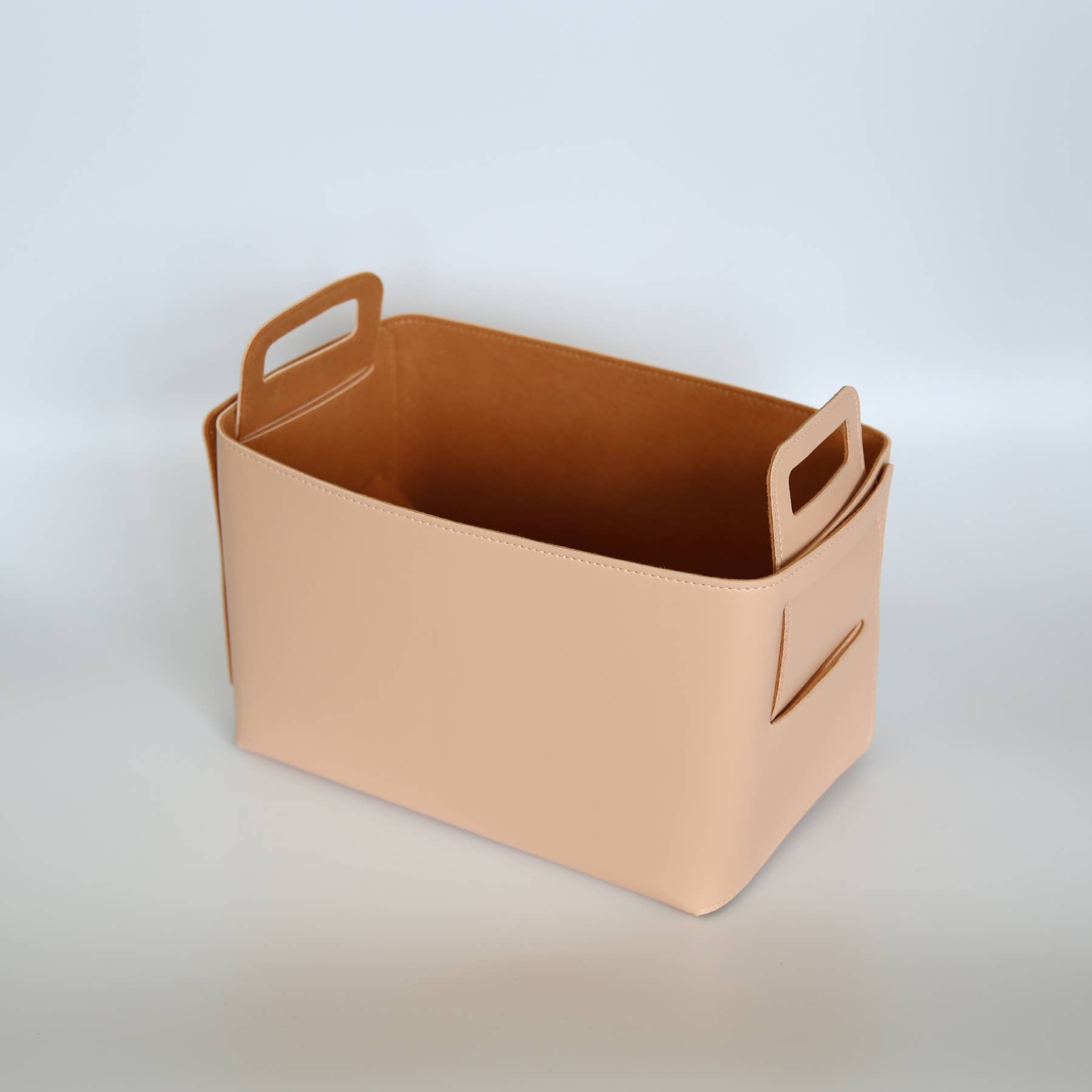 Zora Botanica – wholesale Storage Bin – Vegan Leather and Felt Storage Basket, Large2