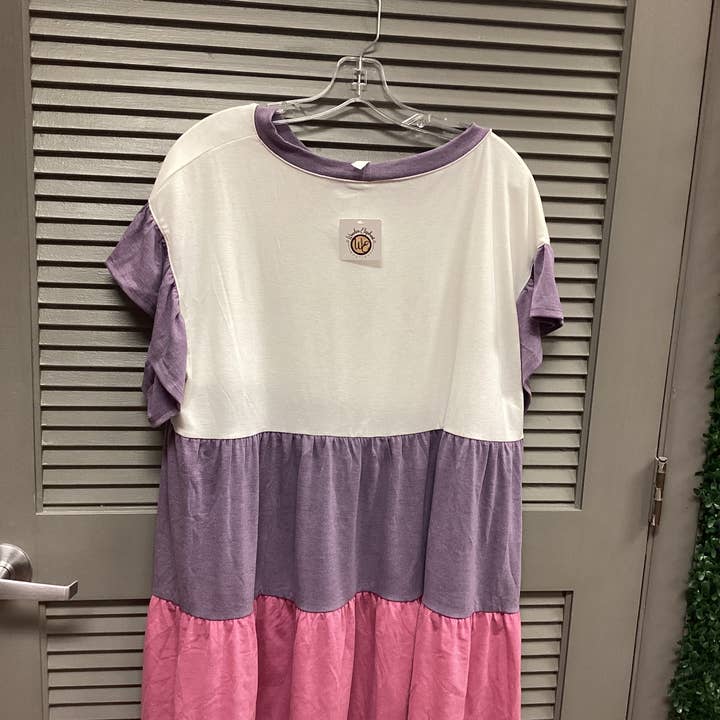 Color Block Ruffle Shirt for wholesale by Wooden Elephant Boutique