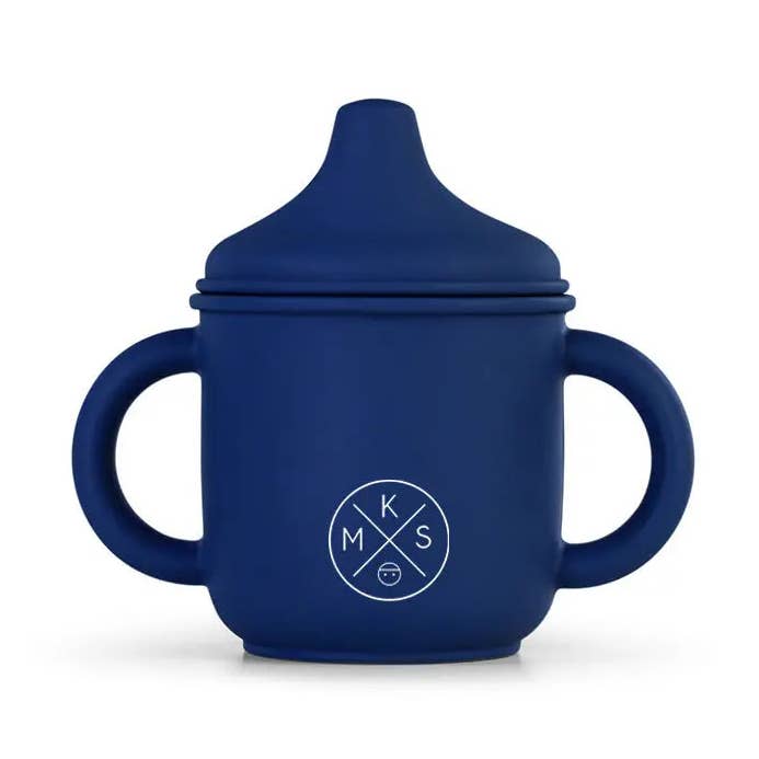 Silicone Sippy Cup with lid and handles Navy for wholesale by Miminoo