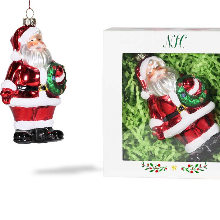 North Star Christmas | Jolly Santa Glass Ornament for wholesale by North Star Christmas