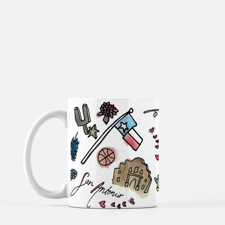 San Antonio, Texas Aquarell-Tasse aus Keramik, 11 oz für den Großhandel von Signet Sealed