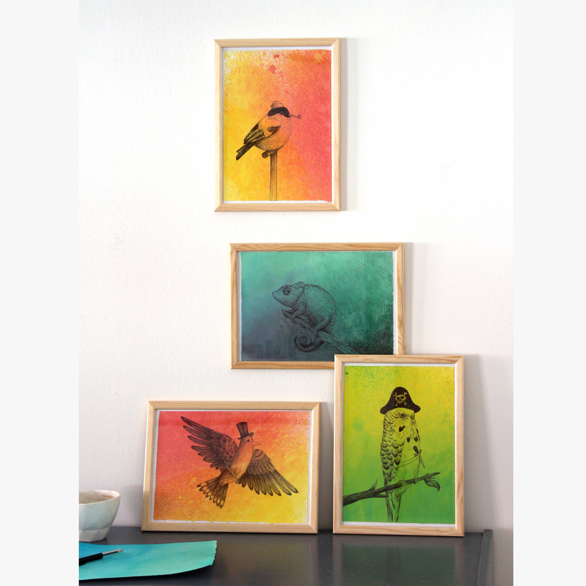 Løfberg og Noack - Vente Affiche d'art - Affiche en papier de soie fait main Caméléon1