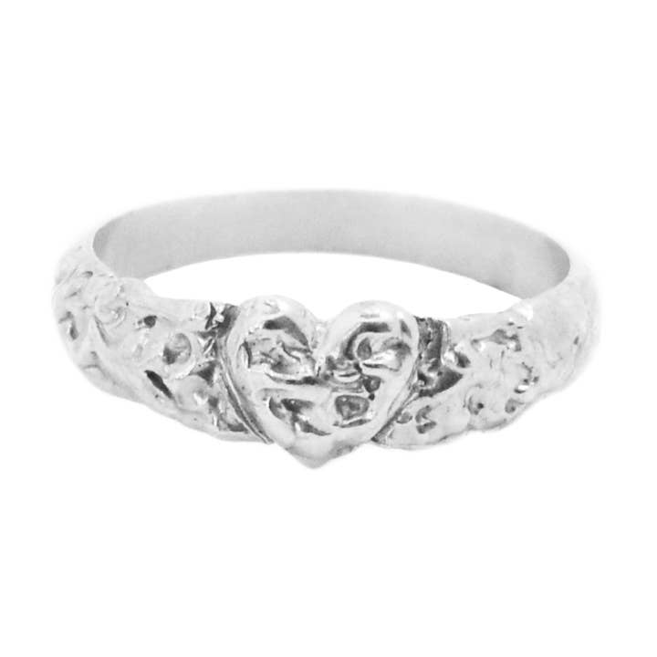 La Poésie PInky & Top Knuckle Heart RIng In SterlIng Silver for wholesale by Aveta Studio