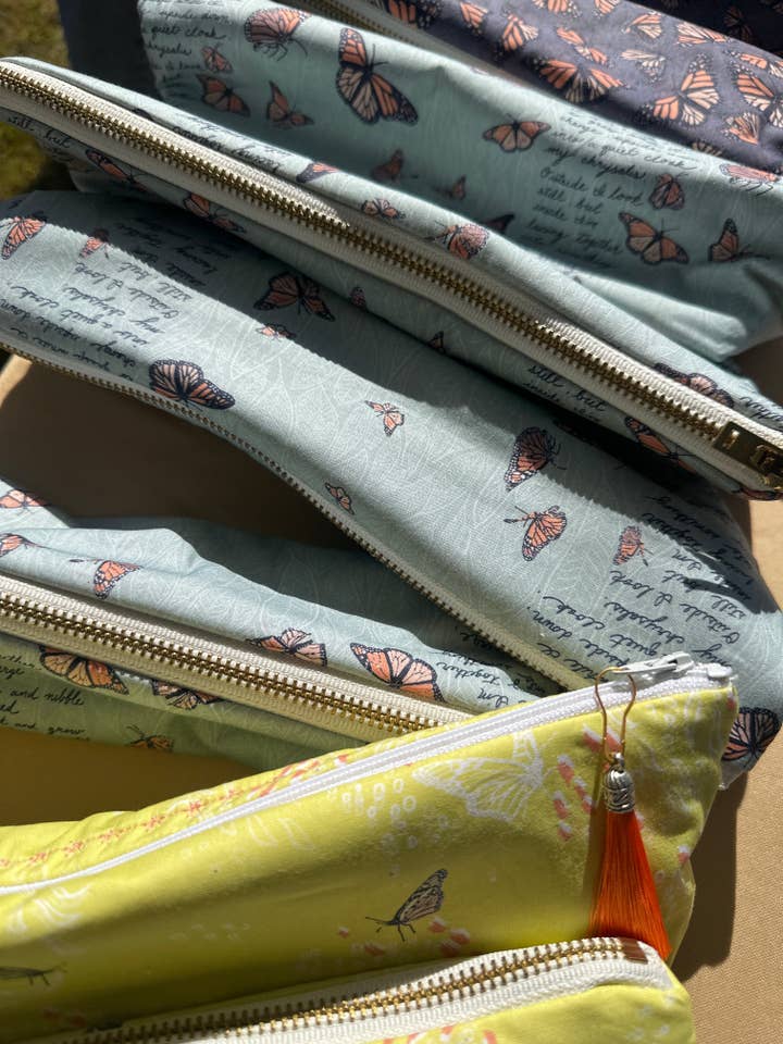 In-person Pencil Pouch with Emerge Fabric for wholesale by Rebekah Lowell Creative Studio