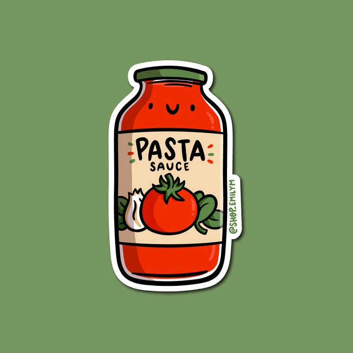 Pasta Sauce Vinyl Sticker for wholesale by Shop Emily M
