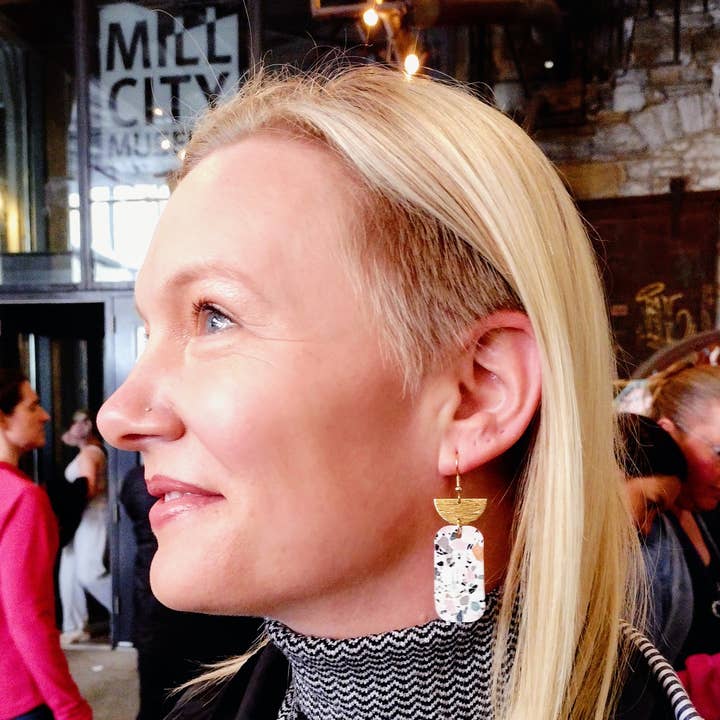 Pendientes Terrazzo Cork Fusion Trendy para venta al por mayor de Spoon & Theory Handmade