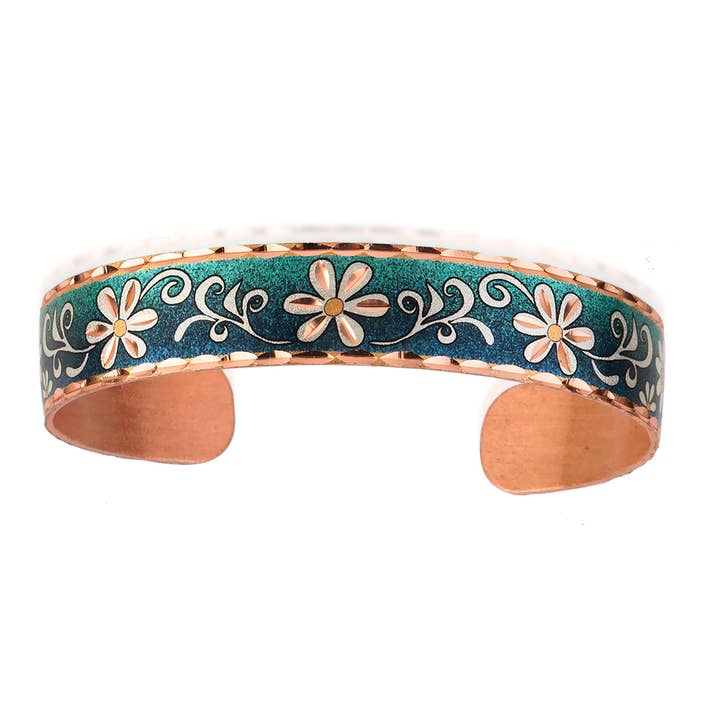 BNF 02 Green flower Narrow Design Bracelet for wholesale by COPPER ARTS INC.