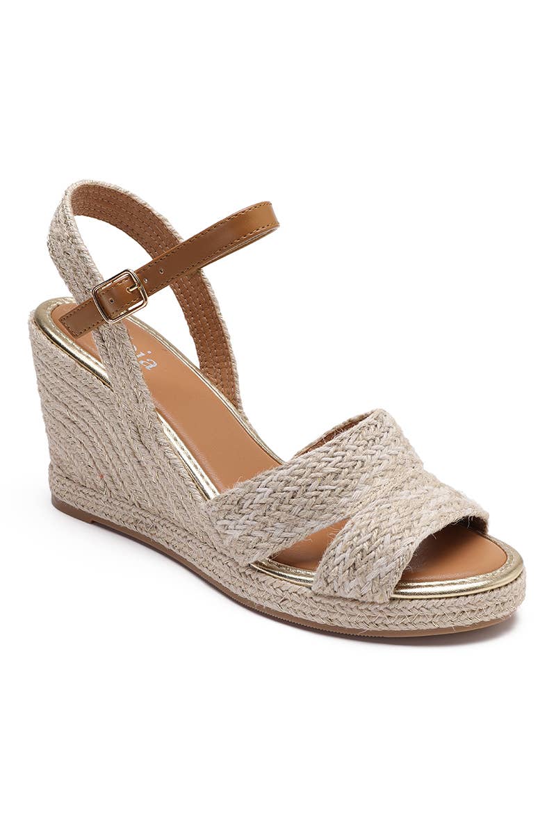 Joia Paris - Wholesale Wedges - Women's - RAFFIA WEDGES WITH GOLDEN OUTLINE H8-7912