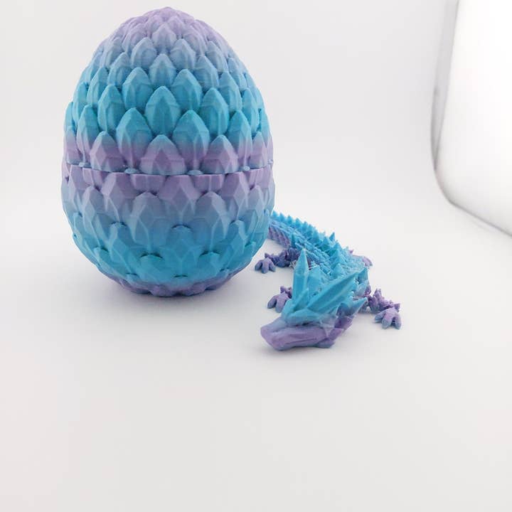 The Geek Galleria - Wholesale Fidget Toy - Kids - 12 Inch Crystal Dragon And Matching Egg! - Articulated - Cinderwing3d - 3D Printed Dragon - Unique Gift