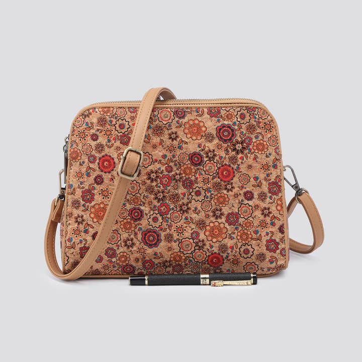 House of Milano - Wholesale Top Handle Bag - Women's - 3145 Cork Triple Compartment Crossbody Bag2