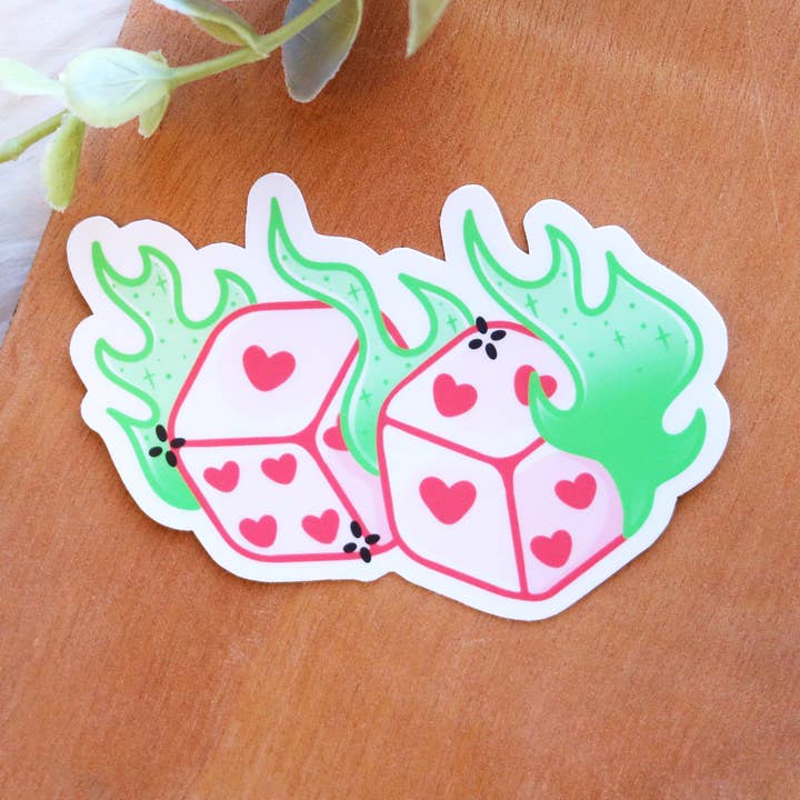 Autocollant pour dés Feelin' Lucky Kawaii Y2K pour la vente par Chibi Cheeks Co