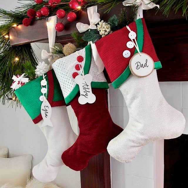 The Sunday Studio - Wholesale Holiday Stocking - Red & Green Velvet and Suede Style Christmas Stockings1