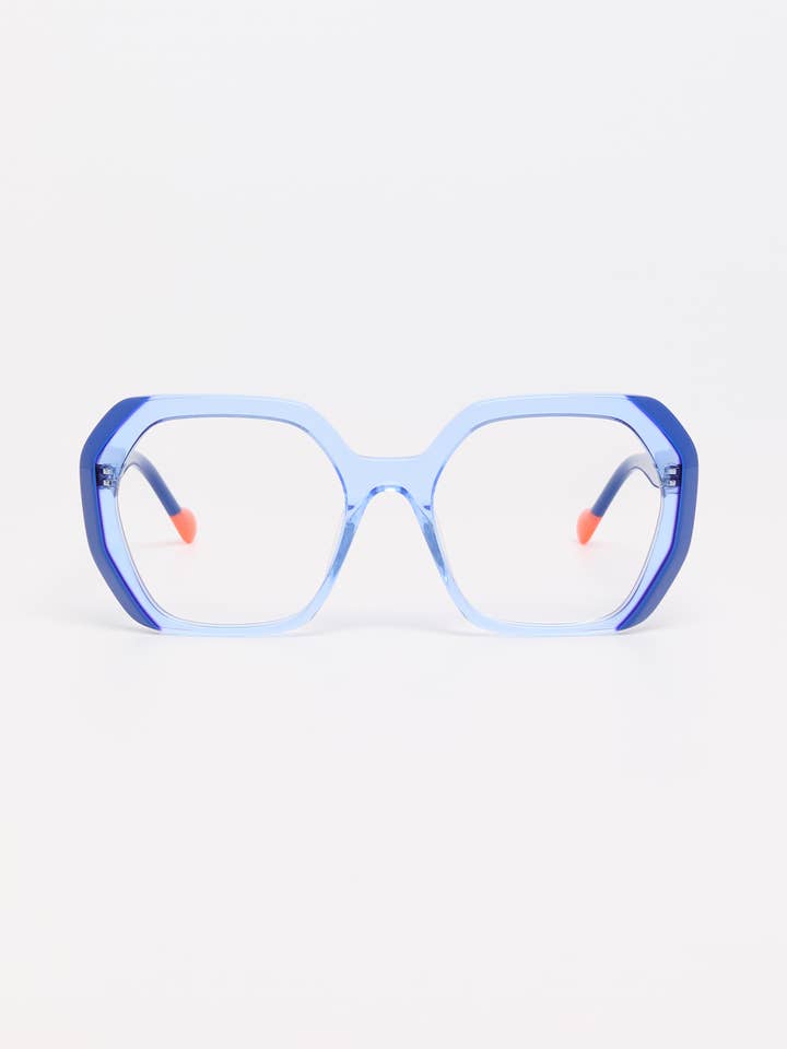 Montures optiques Bicolores Bleu Brillant/ Bleu Uni/ Orange Uni pour la vente par TIWI