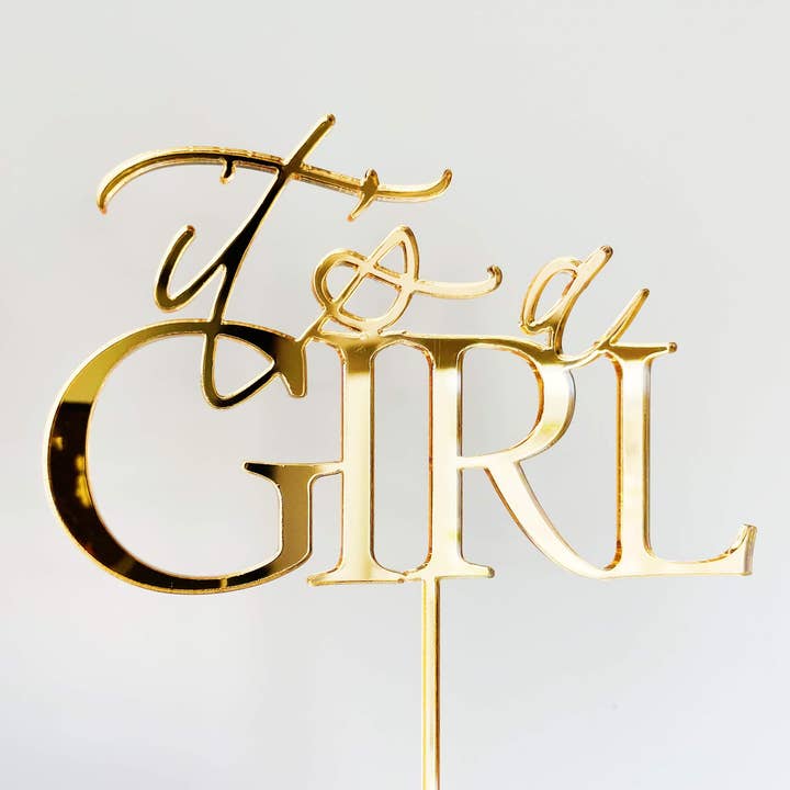 Cake Topper de chá de bebê cortado a laser - é uma menina por atacado de Carly Allred Studio