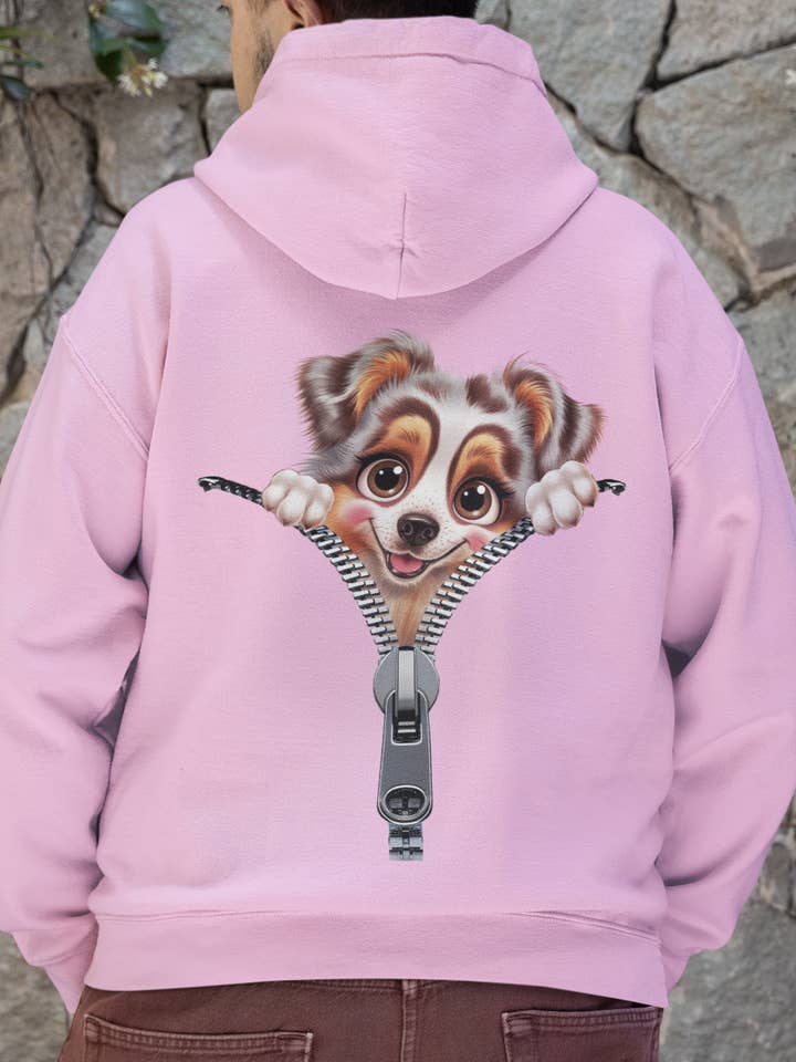 Zombie Paws – wholesale Hoodie – Unisex – Dog Pullover Hoodie - back print only - Australian Shepherd