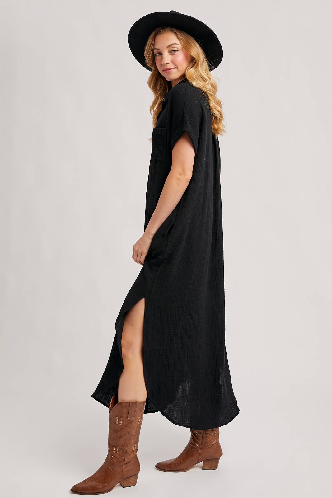 Bluivy - Wholesale Dress - Women's - BUTTON UP MAXI SHIRT DRESS WITH POCKET79