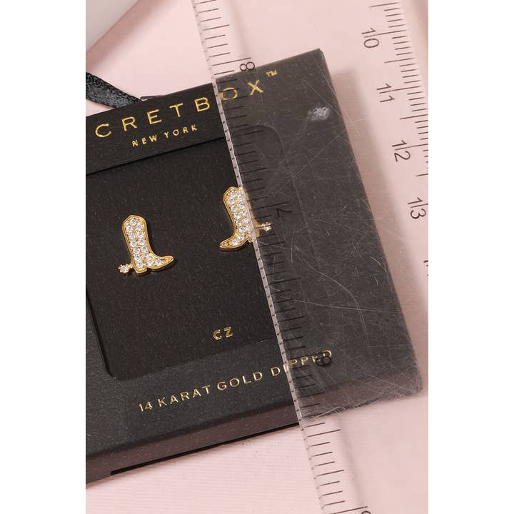 Anarchy Street - Wholesale Dangle Earrings - Secret Box Studded Western Cowboy Boot Earrings
