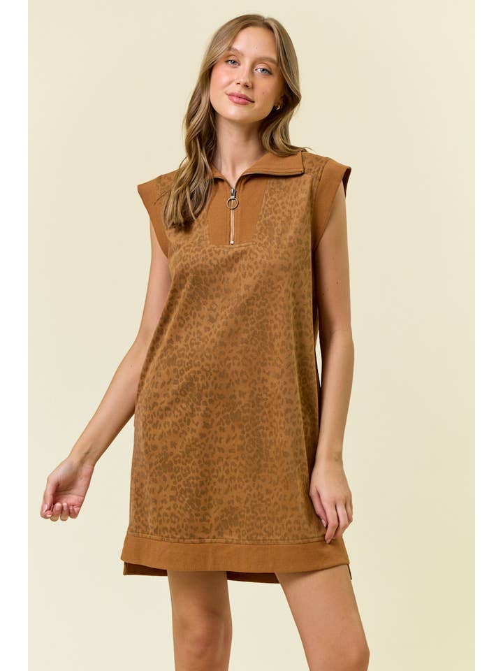 Doe and Rae - Wholesale Dress - Women's - ANIMAL PRINT SUEDE MINI DRESS - 28083D1