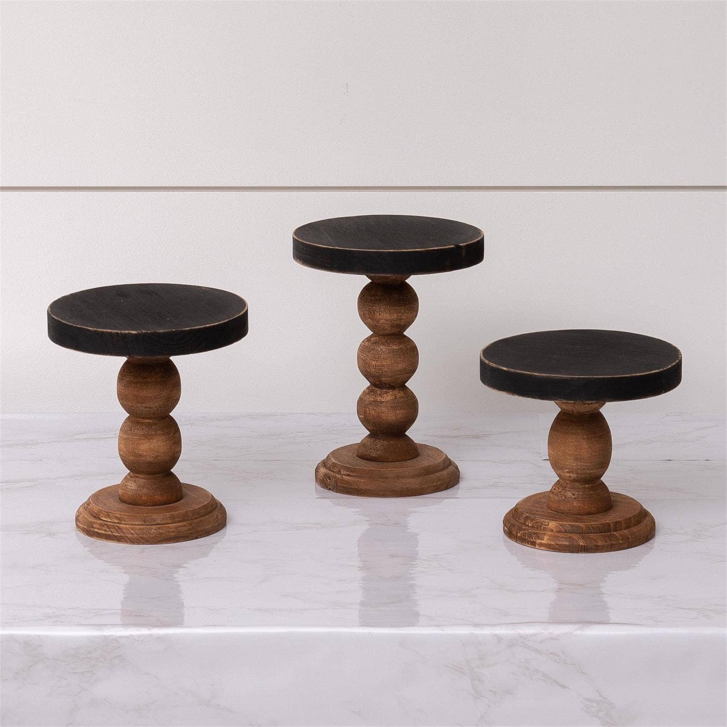 Audrey's Home & Gift - Wholesale Desk Riser - Mini Risers - Black Top Wood Base (Set Of 03)3
