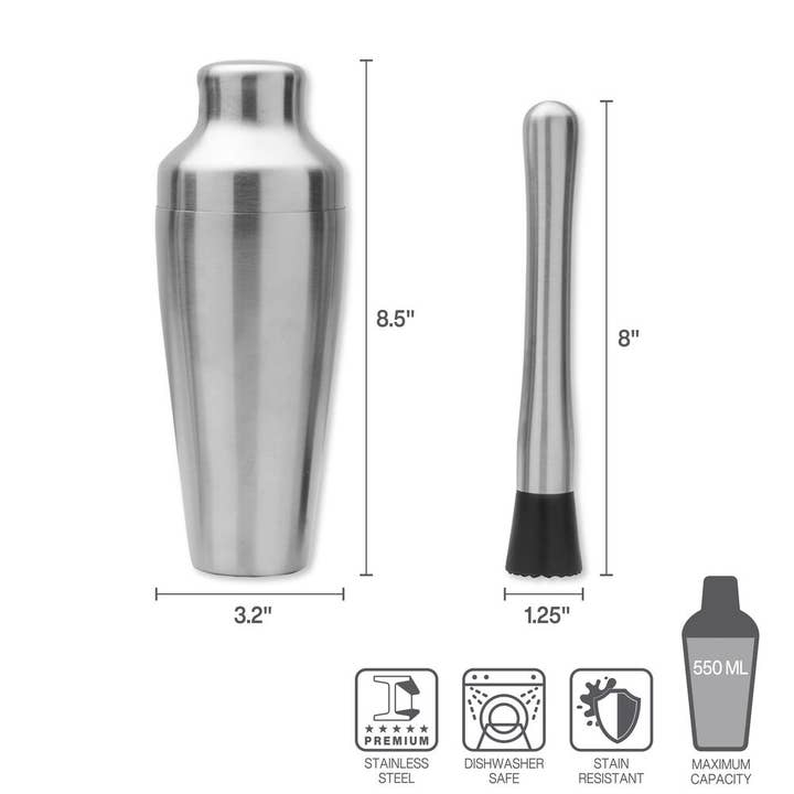 Houdini Barware - Wholesale Bargereedschap - Houdini 5-delige gereedschapsset van gesatineerd roestvrij staal5