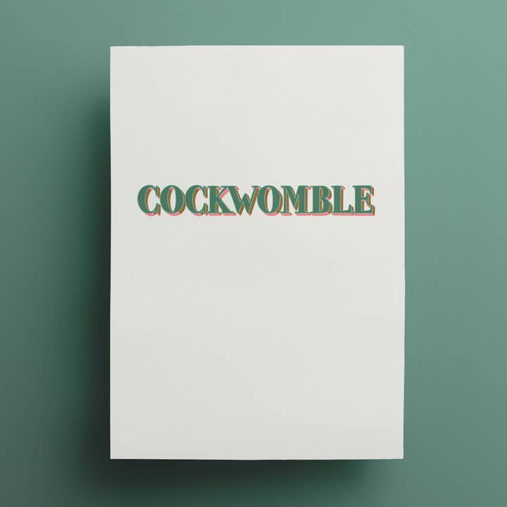 Cockwomble greetings card for wholesale by Damn Fine Greetings