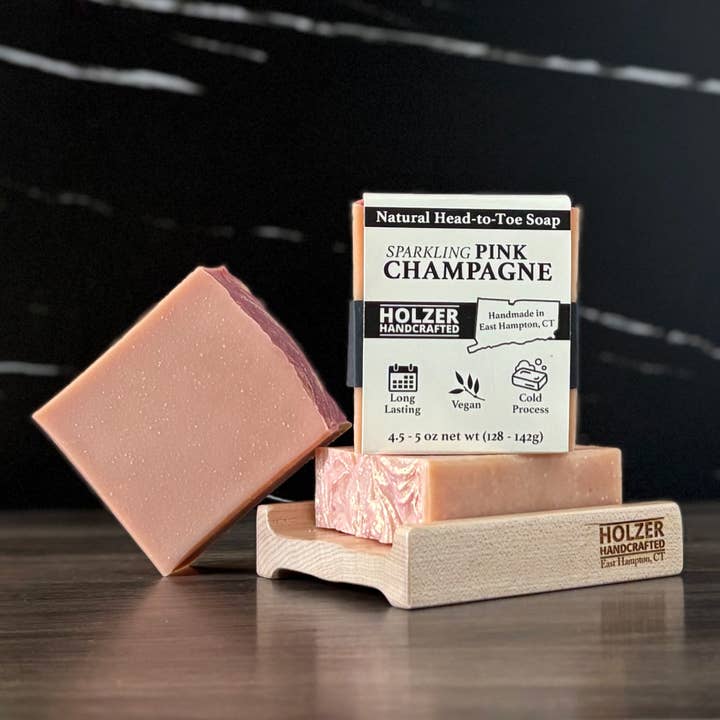 Handmade Soap Bar | Sparkling Pink Champagne - Prosecco + Raspberries Scented | Handcrafted Bar Soap | Natural Cold Process | Vegan | 4.5 oz for wholesale by Holzer Handcrafted ®