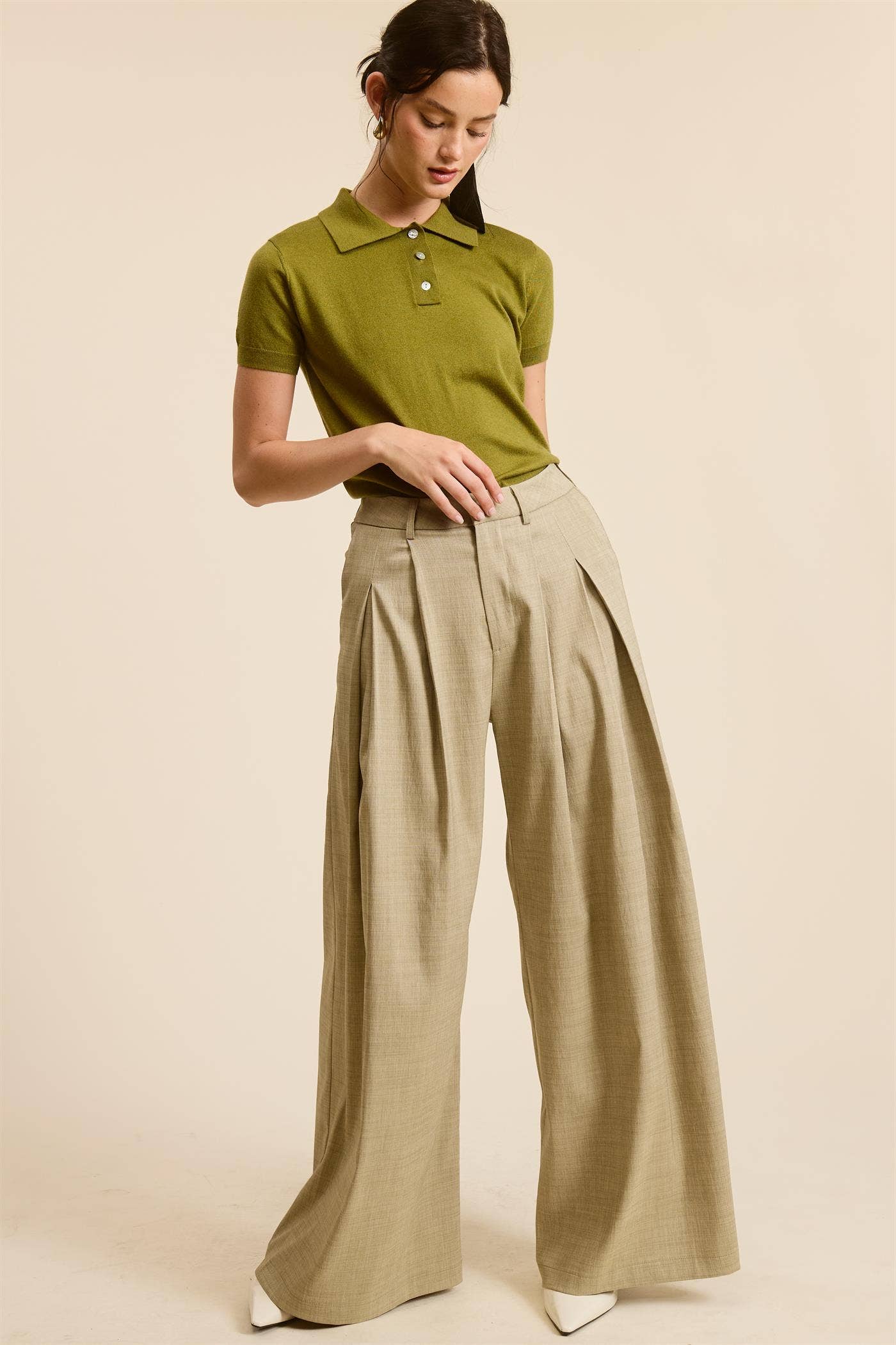 Mimosa - Wholesale Knit Top - Women's - Buttoned Collar Short Sleeve Knit Polo Top7