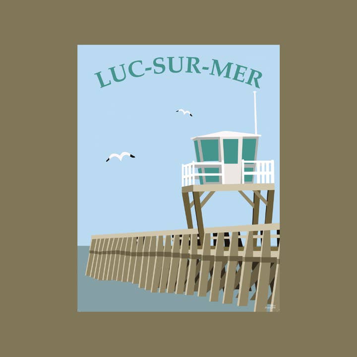 Illustration Luc-sur-Mer pier 30x40cm for wholesale by Esprit Cottage