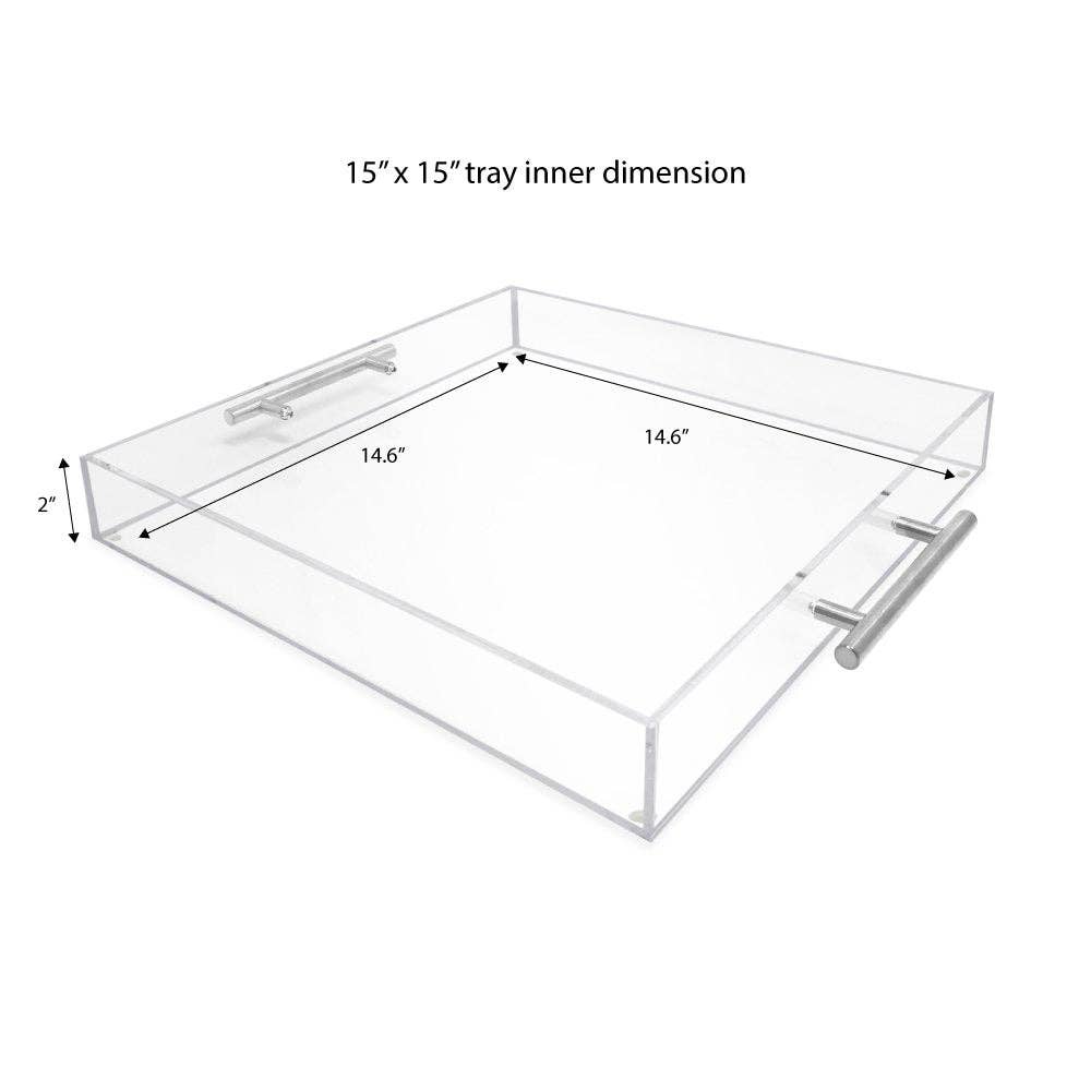 Isaac Jacobs International - Wholesale Serving Tray - Isaac Jacobs Clear Acrylic Serving Tray with Metal Handles53