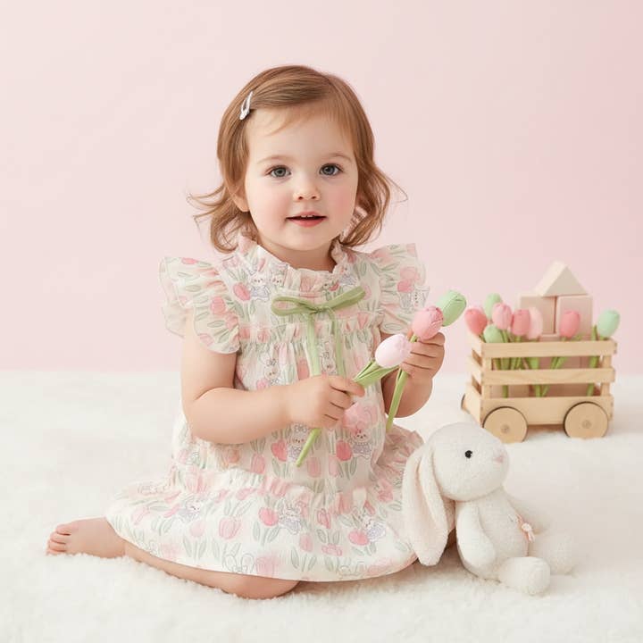 Gerüschtes, fließendes Kaninchenkleid für den Großhandel von Bow Beau Poppy