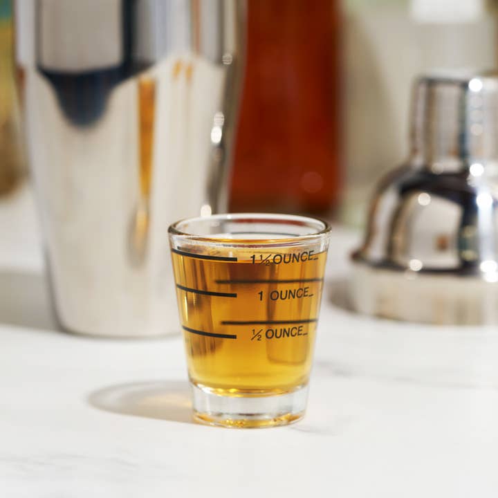 TRUE - Wholesale Shot Glass - Bullseye Glass Shot Glass with oz and ml Measurements 1.5 oz2