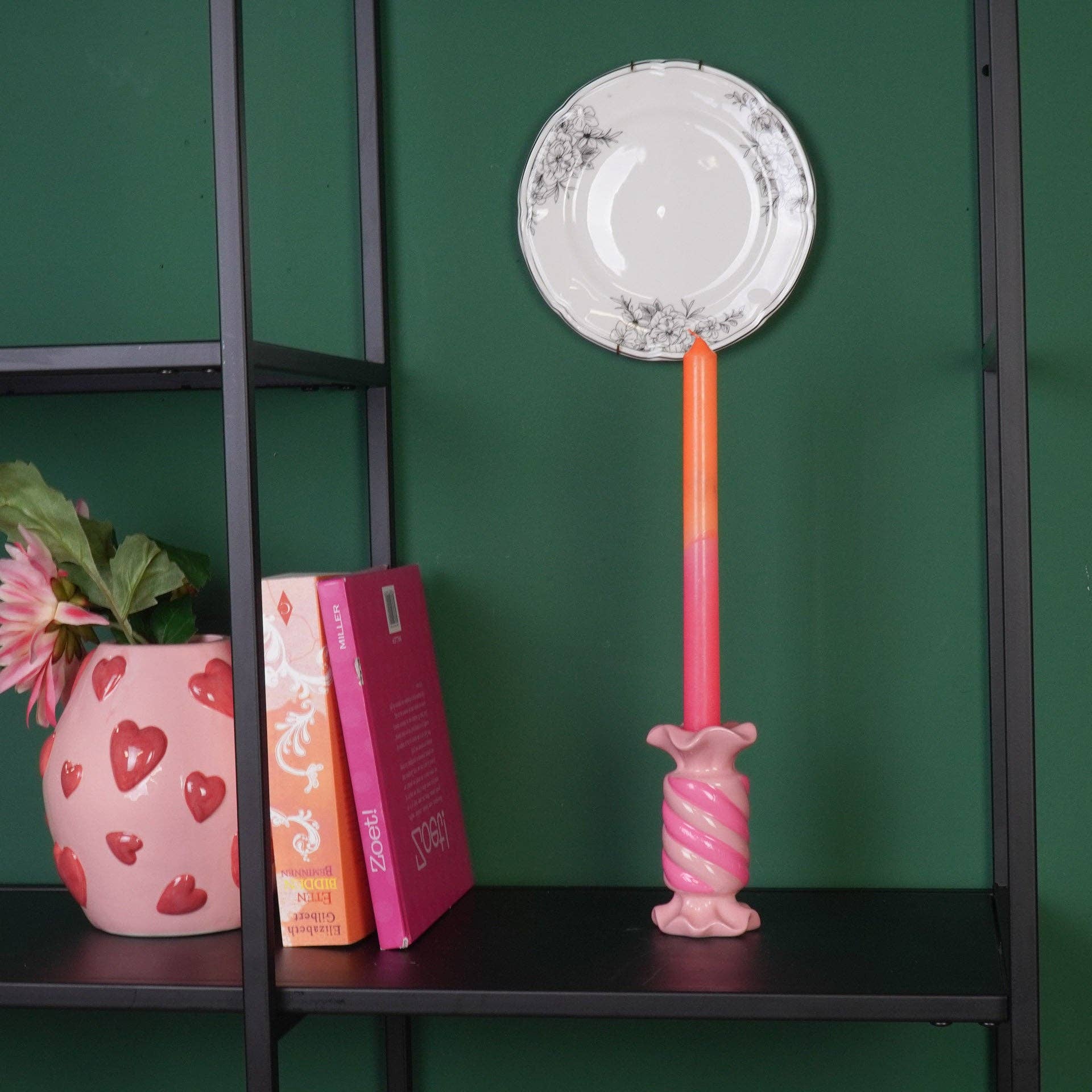 Housevitamin bv - Wholesale Candle Holder - Candle Holder- Toffee Candy - Ceramic-Pink/ Neon -7,5x7,5x13 cm1