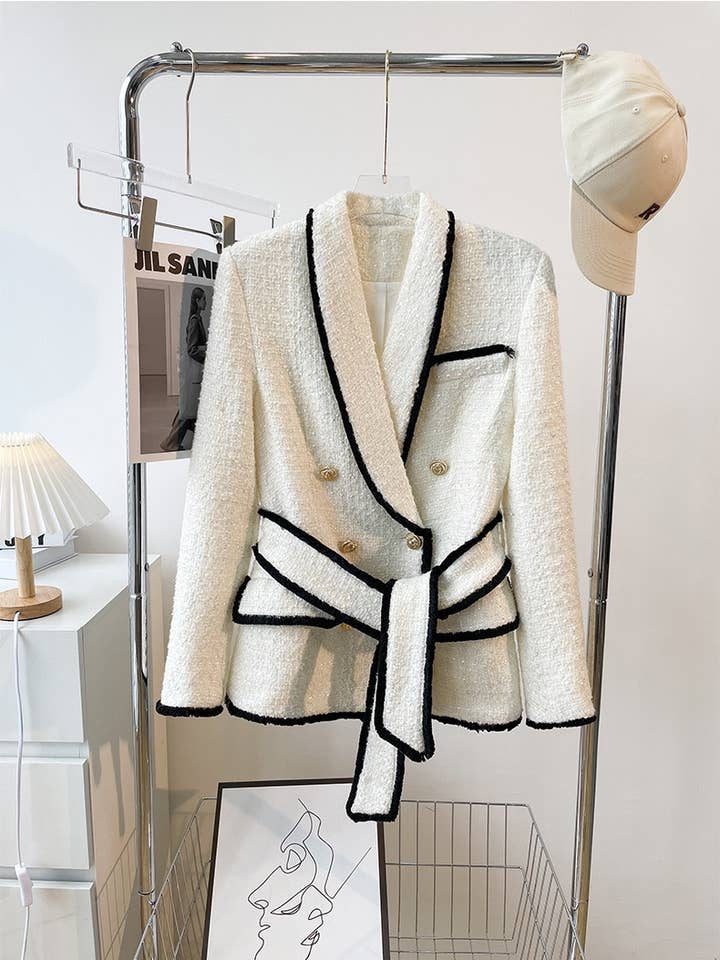 Productseeker - Wholesale Suit set – Women′s - SET018 Tweed Blazer And Short Set Fomal Blazer Set Two Piece7