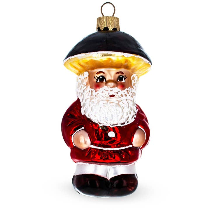 Santa in the Mushroom Hat Glass Ornament for wholesale by BestPysanky