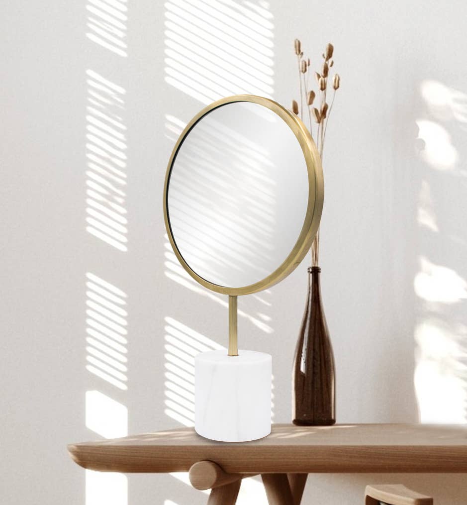 Howard Elliott on Faire - Wholesale Compact Mirror - The Bogna Marble Tabletop Mirror, Round4