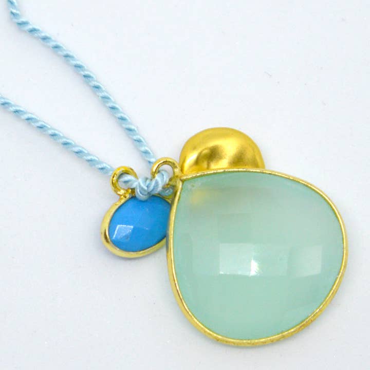 PearlGem Designs - Wholesale Pendant/charm necklace - Gemma Silk Teardrop Gemstone Necklace1