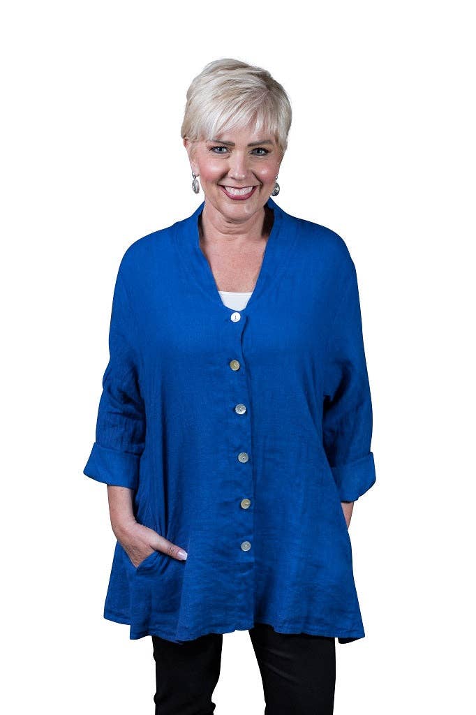 TINA Stephens Italy/Tees By Tina – Großhandel Hemd mit Button-down-Kragen – Damen – Princess Swing Top mit Taschen (BQ164)1