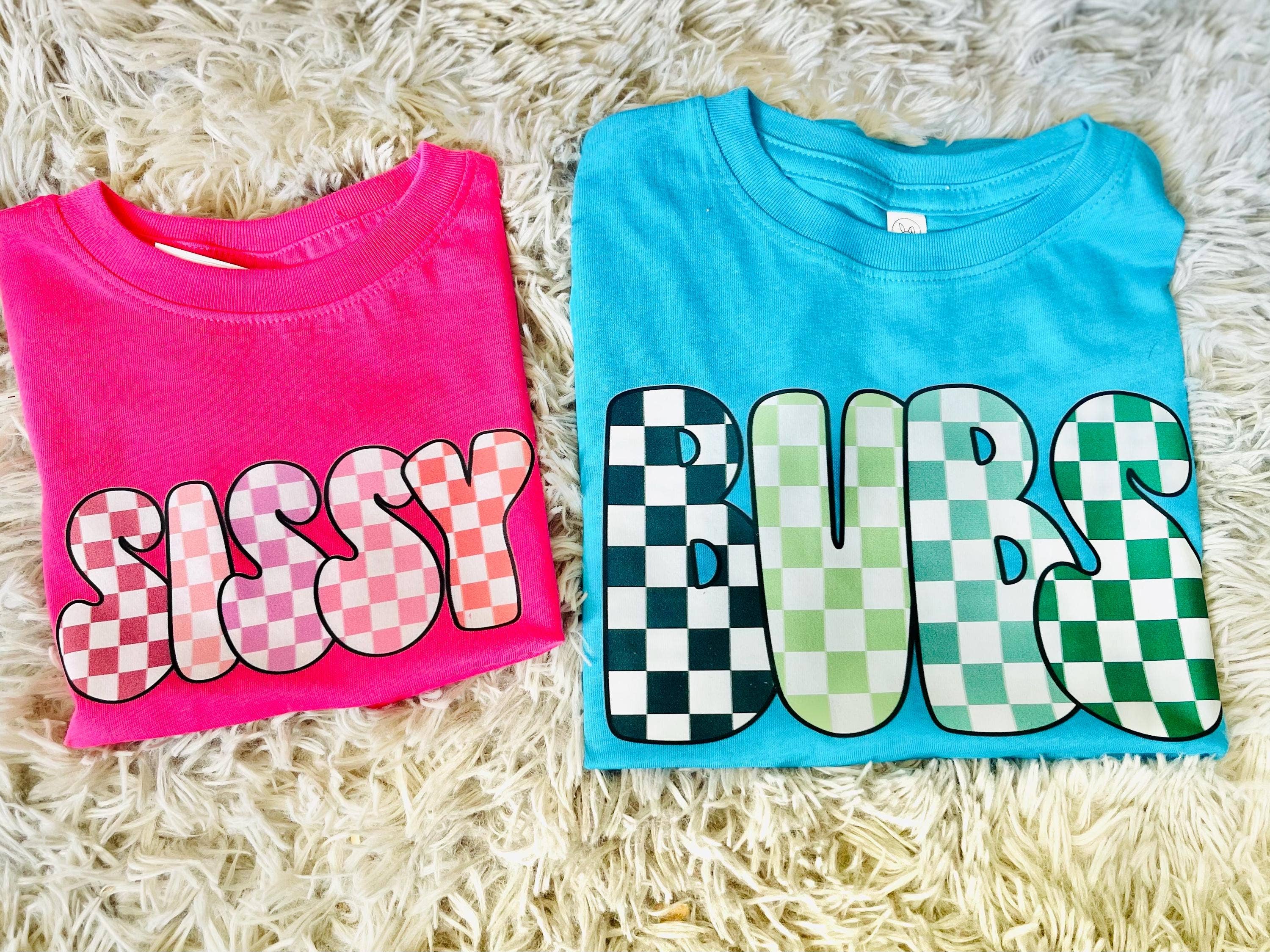 Davis Designs - Wholesale Screen Printed T-Shirt - Kids - Bubs and Sissy Plaid Preppy Graphic Tee for Youth & Toddler0