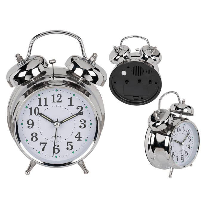Out of the blue KG - Wholesale Alarm Clock - Metal Alarm Clock, Chrome,
