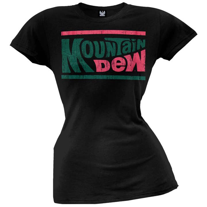 Official Store - Wholesale Screen Printed T-Shirt - Women's - Mountain Dew - Distressed Logo Women's Juniors T Shirt
