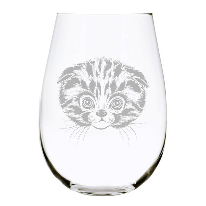 Stielloses Weinglas mit Katzengesicht (C2), 17 oz. für den Großhandel von C&M Personal Gifts