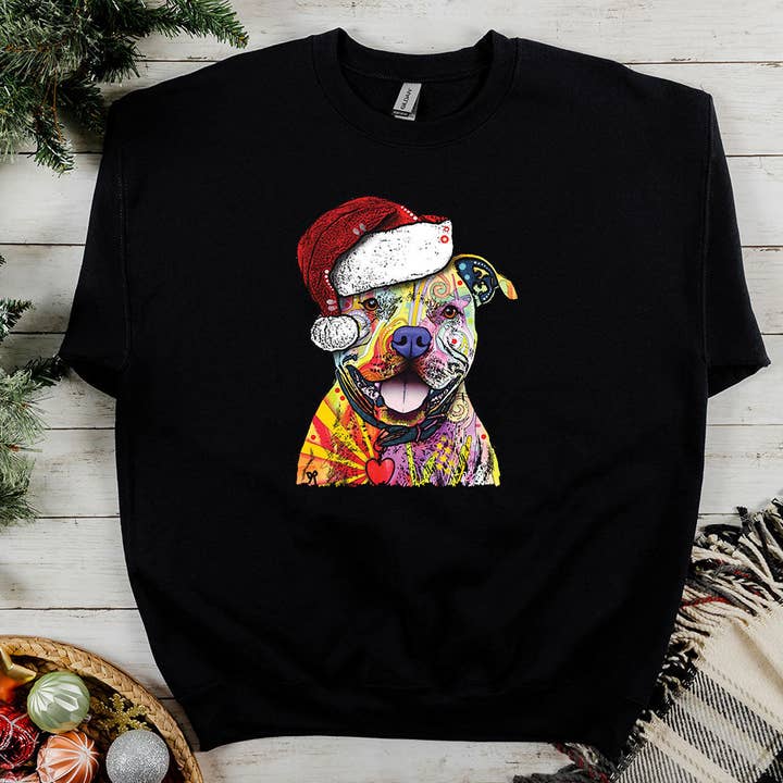 Artopia - Wholesale Graphic Sweatshirt - Women's - Christmas Pitbull Sweatshirt1