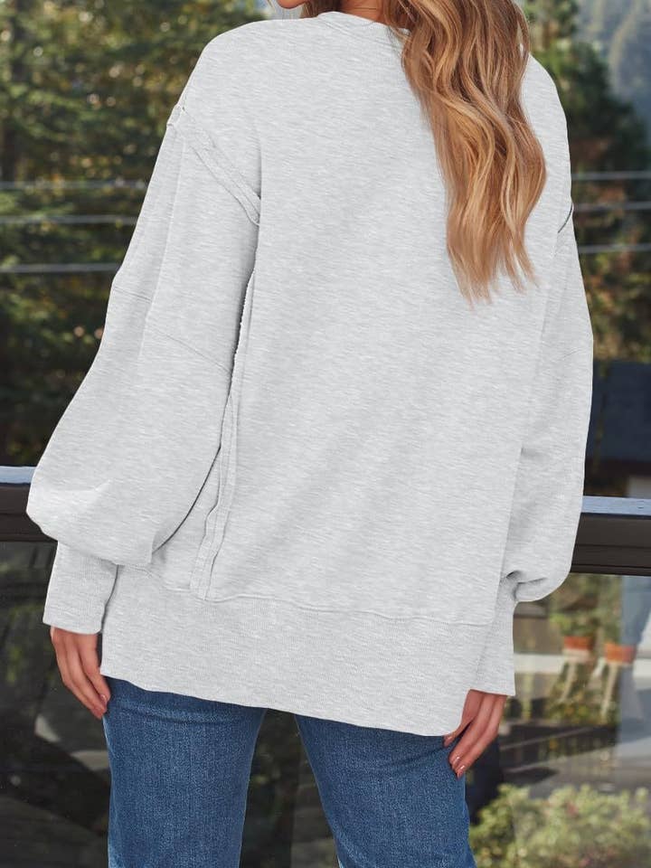 Rosa Clothing - Wholesale Sweatshirt - Women's - Side slit loose fit long sleeve sweatshirt4