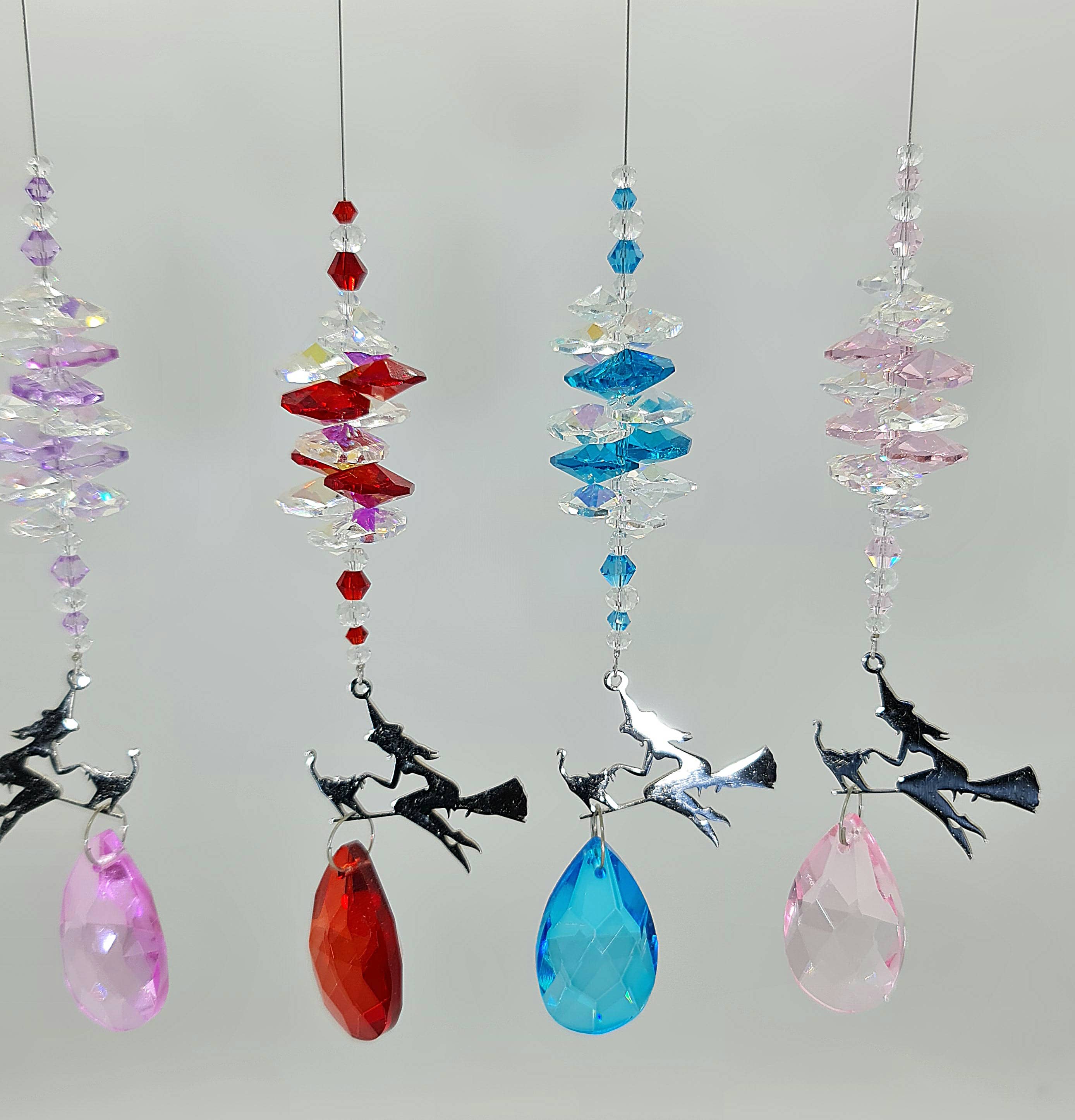 Gifts N Crystals – wholesale Suncatcher – Witch and cat crystal suncatchers, mixed colors3